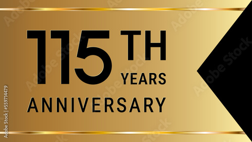 115th Anniversary. Anniversary template design with golden text and ribbon for birthday celebration event. Vector Template Illustration photo