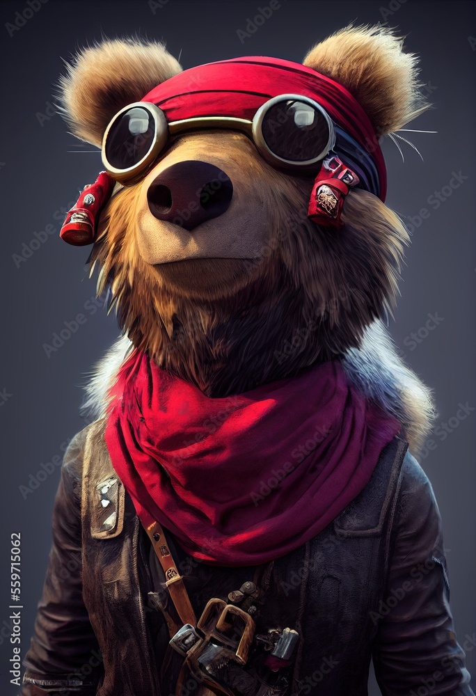 Fototapeta premium Portrait of a funny Bear. Generative AI