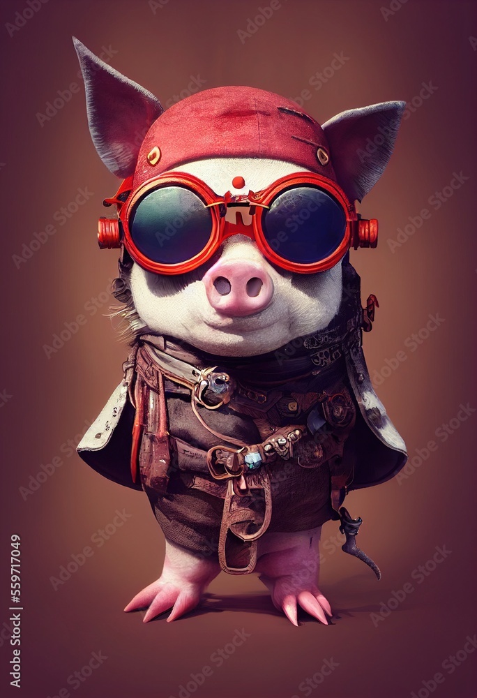 Portrait of a funny Pig . Generative AI Portrait of a funny Pig . Generative AI