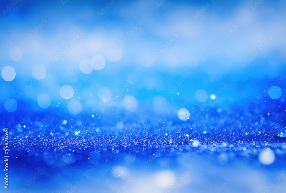 Fototapeta premium Close-up of blue snow with lots of snowflakes