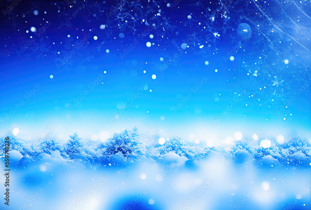 Close-up of blue snow with lots of snowflakes Close-up of blue snow with lots of snowflakes