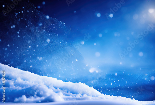Close-up of blue snow with lots of snowflakes © lndstock