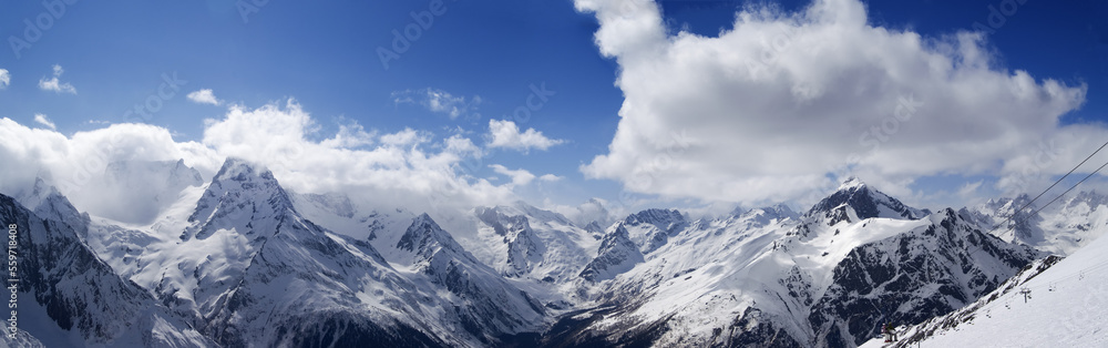 Obraz premium Panorama Mountains. Ski resort.