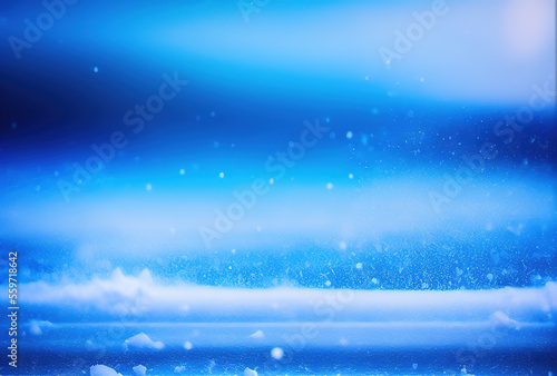 Close-up of blue snow with lots of snowflakes © lndstock