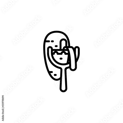 Peeler, peeling, cooking outline icons. Vector illustration. Editable stroke. Isolated icon suitable for web, infographics, interface and apps.