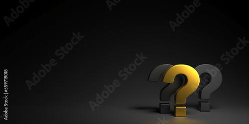 Golden question mark with dark background