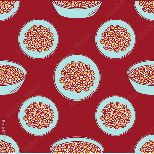 Taro ball. Chinese New year taro balls dessert vector illustration in doodle style.