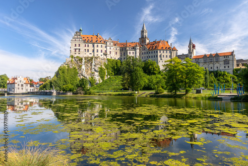 panorama view of sigmaringen castle tourist destination in summer in germany baden württemberg photo
