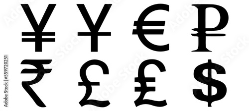 currency icon. white backcground black color currency symbol