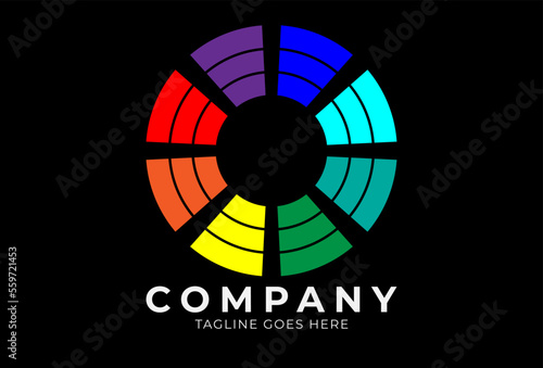 rainbow circle design, minimalist flat design logo template element, vector illustration