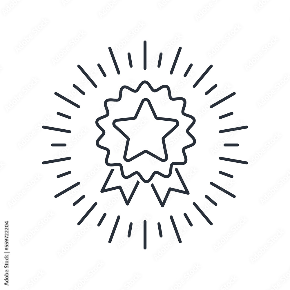 Reward in the rays. Glorify. Vector linear icon isolated on white background. Reward in the rays. Glorify. Vector linear icon isolated on white background.