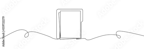 Open file folder one line.Folder with leafs and sticky notes continuous line.Document one line drawing.Office paper document continuous line drawing.