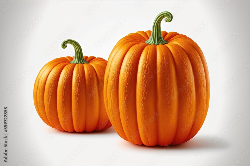 Obraz premium 2 citrouilles oranges pour halloween, thanksgiving, cuisine