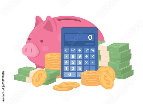 Control personal finance semi flat color vector objects. Editable elements. Items on white. Budget optimization. Wealth growth simple cartoon style illustration for web graphic design and animation
