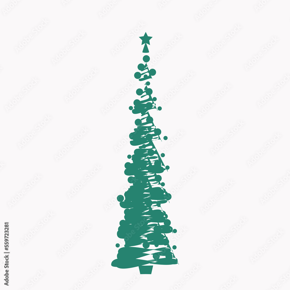Evergreen Christmas tree silhoette isolated on white. Vector illustration. Evergreen Christmas tree silhoette isolated on white. Vector illustration.