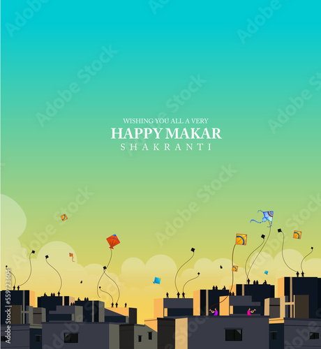 Fotografie, Obraz illustration of Happy Makar Sankranti holiday India festival