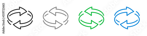 Spin arrow. Rotation arrows. Recycle arrow icon set. Circle arrows icons. Vector illustration.