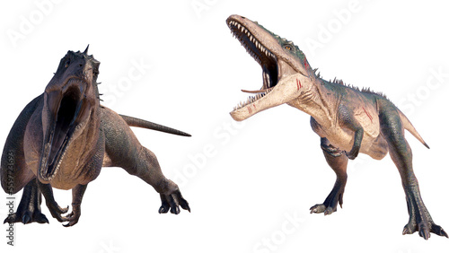 Carcharodontosaurus dinosaur isolated on blank background PNG ultra high resolution