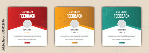 customer feedback or Client testimonials social media post template with square size psd, eps 10