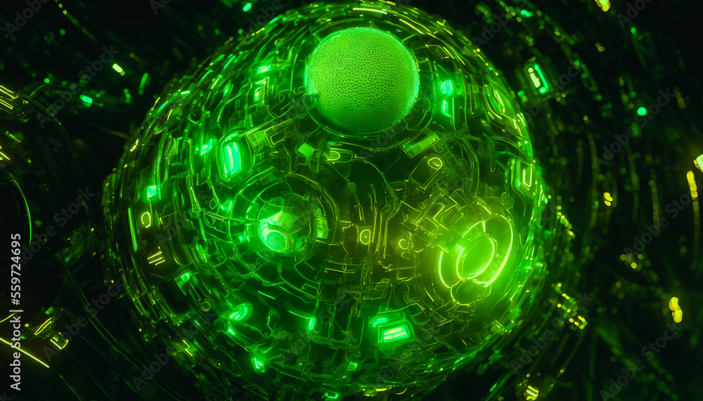 Obraz premium An abstract computer virus, bursting with colorful lights and effects, captures the complex and dangerous nature of this digital threat. Generative AI