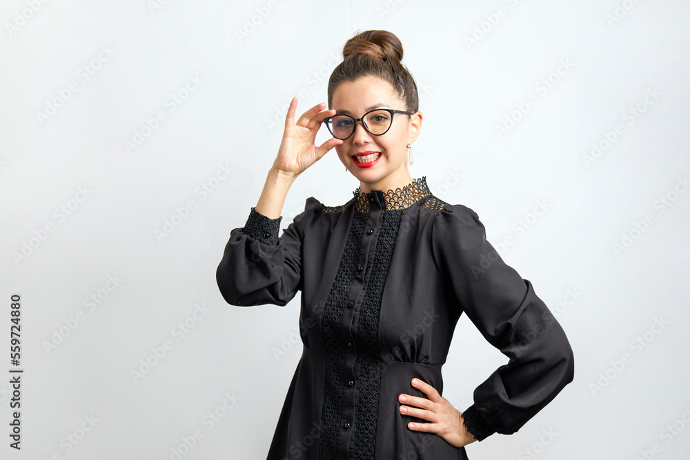 Portrait of beautiful woman wearing black dress Portrait of beautiful woman wearing black dress