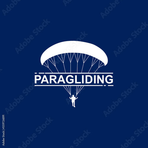 Paragliding logo design. Paragliding symbol isolated, sky sports concept. for flight courses, schools and instructors. vector illustration