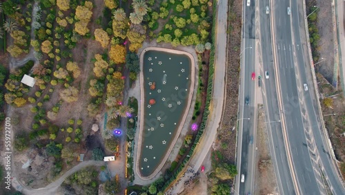 Aerial Birds Eye View Over Jardín Botánico Histórico Beside  Autovia de Malaga photo