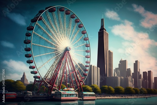 Attractions include the Chicago Ferris Wheel and the Chicagoland Amusement Park. Generative AI
