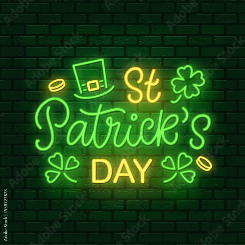Saint Patrick's day neon illuminated banner