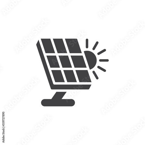 Solar panel and sun vector icon