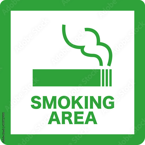 喫煙所のシンプルな緑のイラスト