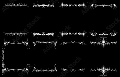 Fairy gloomy ornament. Mystical frame set. Magic border. Vector. 