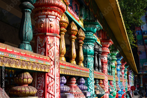 Photography Colorful of Hindu temple in Batu Caves in Gombak, Selangor, Malaysia