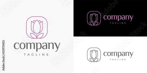 Tulip Flower Icon Logo Design Vector Template for Brand Business Company Women Boutique Fashion Spa Massage Beauty Salon