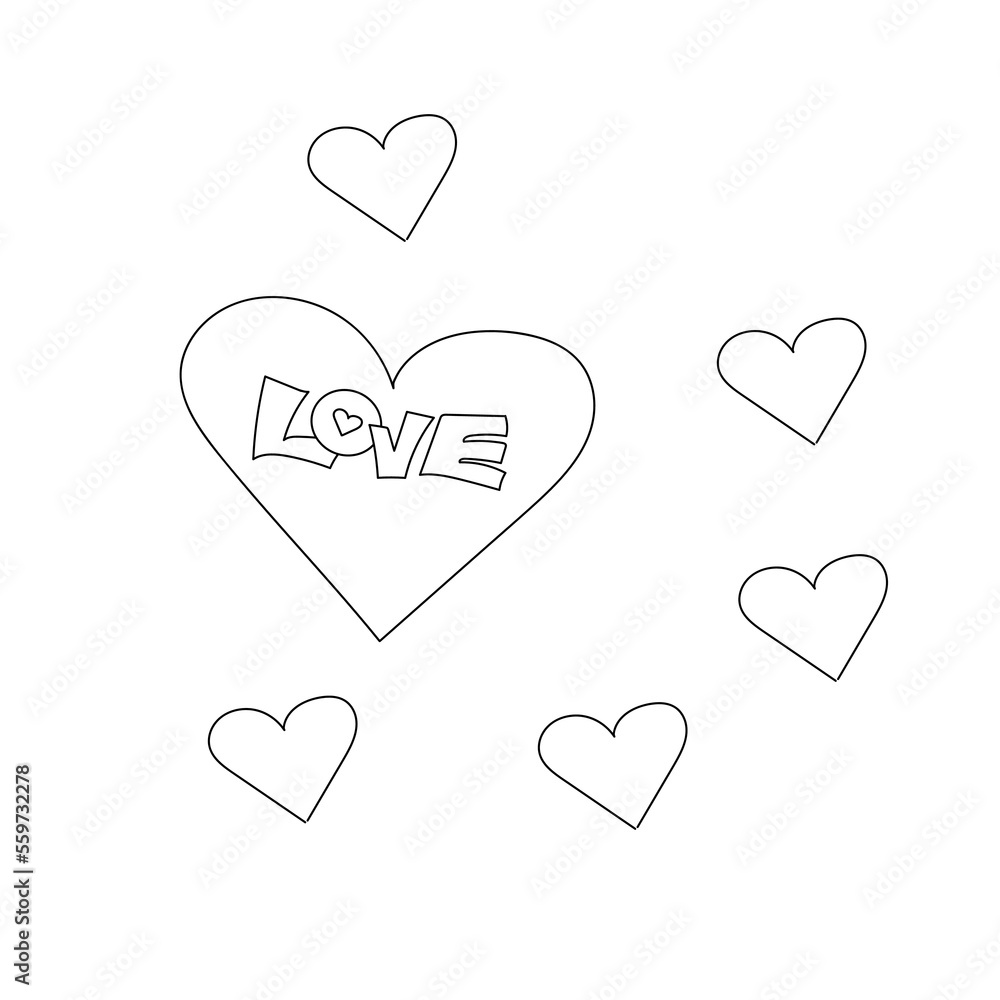 Heart icons, concept of love isolated on white