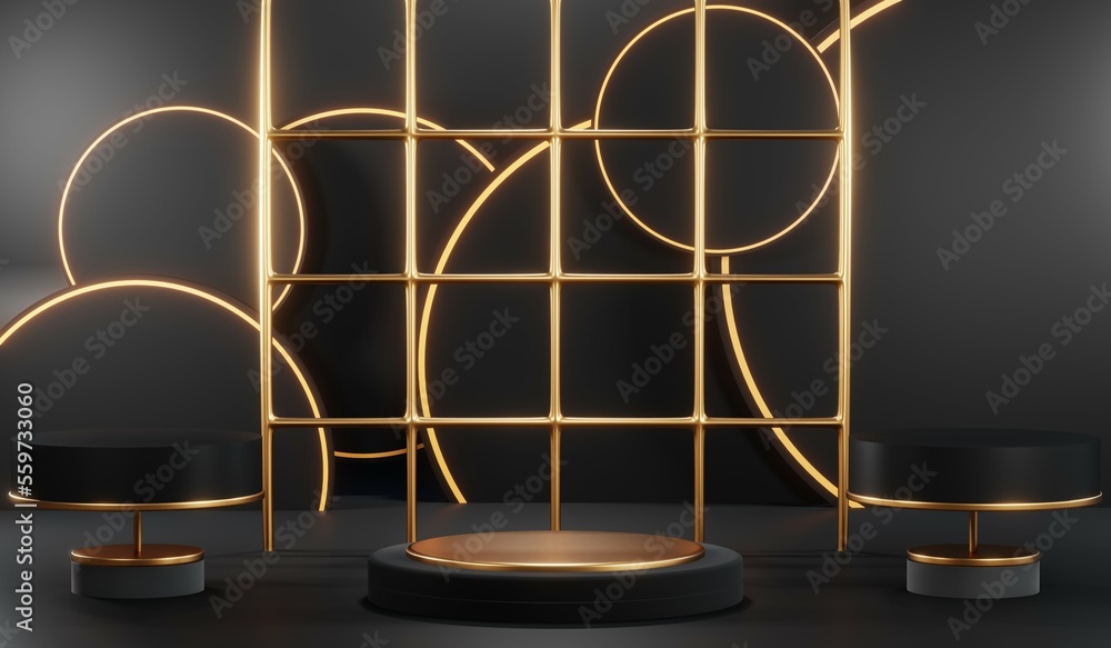 3D rendering of backdrop black podium background show room for black friday products and sale banner 3D rendering of backdrop black podium background show room for black friday products and sale banner