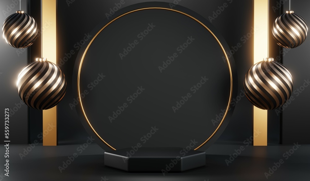 3D rendering of backdrop black podium background show room for black friday products and sale banner 3D rendering of backdrop black podium background show room for black friday products and sale banner