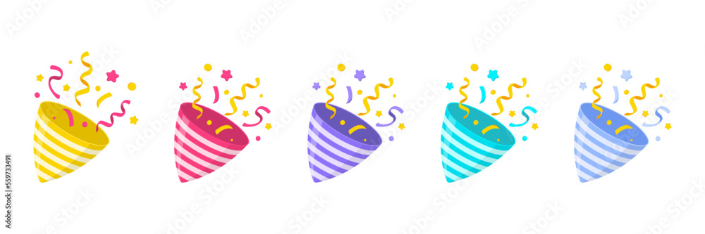 Exploding Party Poppers Set With Confetti Party Popper Emoji Icon The Exploding Party Poppers Set With Confetti Party Popper Emoji Icon The