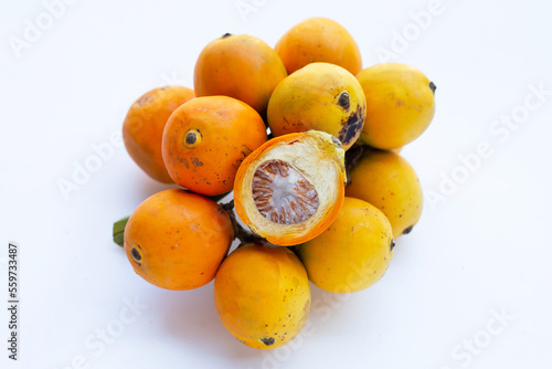 Betel nut or Areca nut on white background