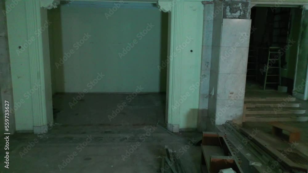 Kharkiv, Ukraine - December 2022: Destroyed building of the regional council of Kharkiv region. Consequences of the Russian-Ukrainian war. View Inside Kharkiv, Ukraine - December 2022: Destroyed building of the regional council of Kharkiv region. Consequences of the Russian-Ukrainian war. View Inside