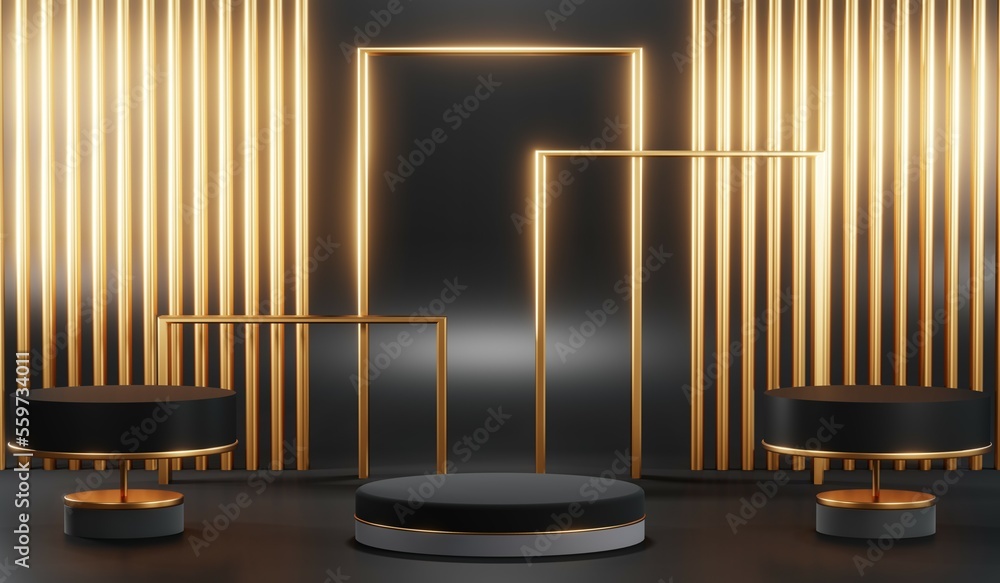 3D rendering of backdrop black podium background show room for black friday products and sale banner 3D rendering of backdrop black podium background show room for black friday products and sale banner