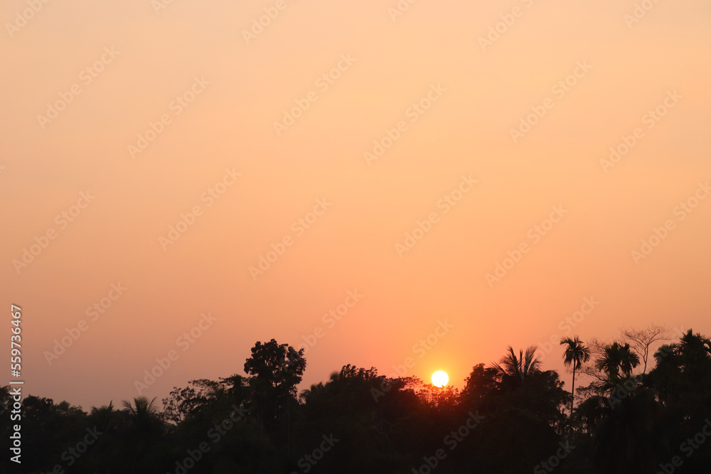 Beautiful views of evening sky in a village of Bangladesh