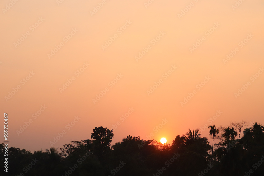 Beautiful views of evening sky in a village of Bangladesh Beautiful views of evening sky in a village of Bangladesh
