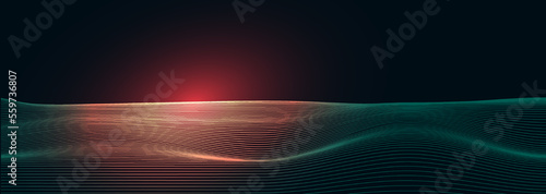 Panorama Digital line sound wave background,design,Free Space For text in put,Vector illustration.