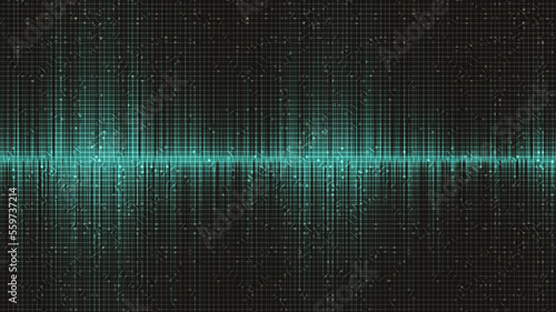 Green Sound Wave on Black Background,technology and earthquake wave diagram concept,design for music studio and science,Vector Illustration.