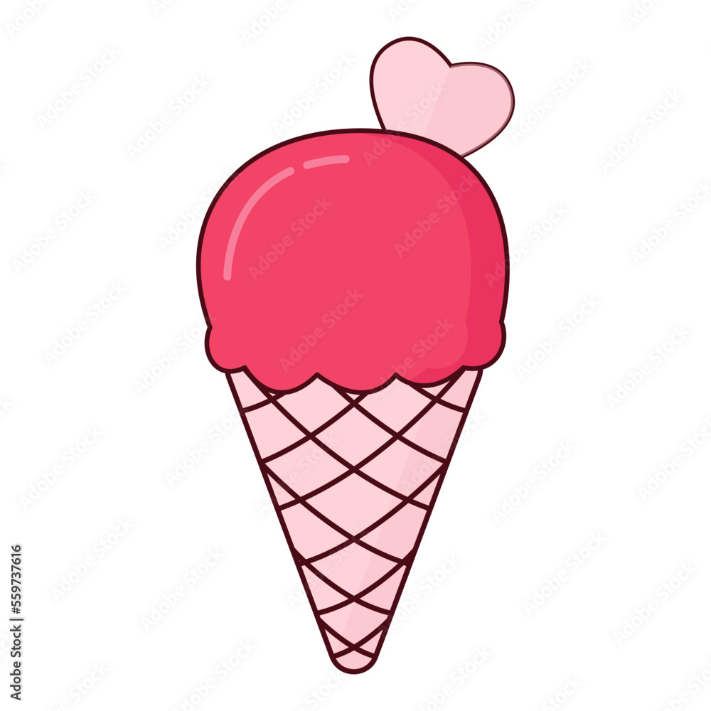 Ice Cream Cone Valentines Illustration Ice Cream Cone Valentines Illustration