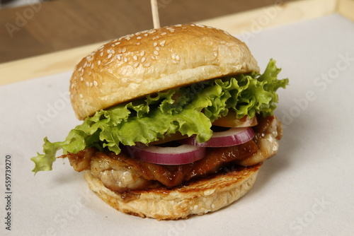 Japanese miso chicken katsudon burger