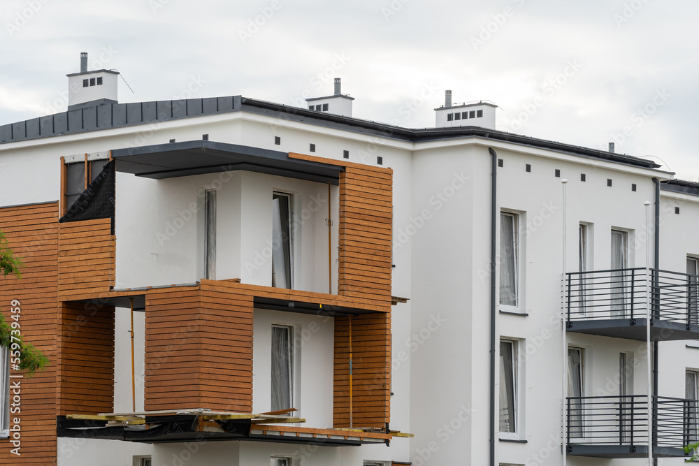New modern building with plastic window frames New modern building with plastic window frames
