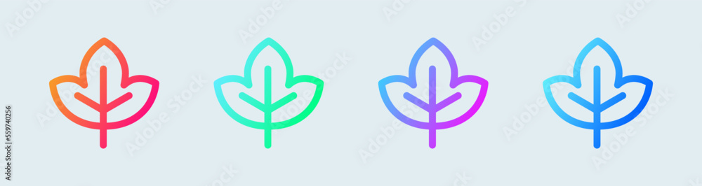 Maple line icon in gradient colors. Leaf signs vector illustration. Maple line icon in gradient colors. Leaf signs vector illustration.