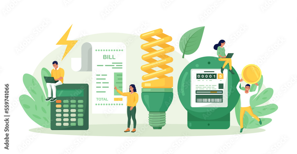 Vecteur Stock Utility bills payment. Electricity consumption expenses